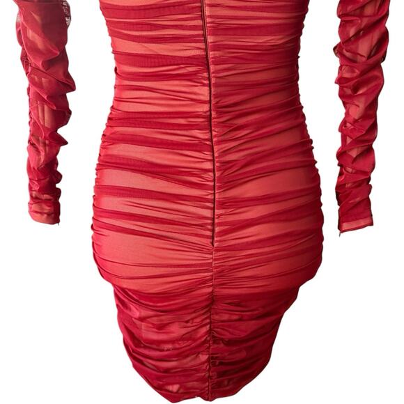 HOUSE OF CB Wine Stretch Tulle Dress Size XS - Picture 11 of 12